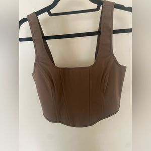 Banana Republic Corset Top in Mushroom Taupe